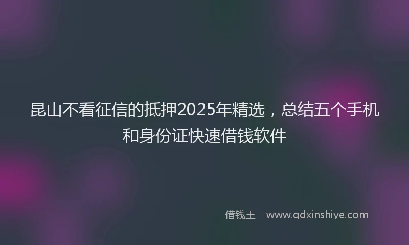 昆山不看征信的抵押2025年精选，总结五个手机和身份证快速借钱软件