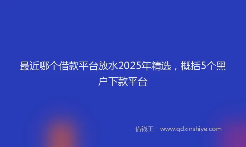 最近哪个借款平台放水2025年精选，概括5个黑户下款平台