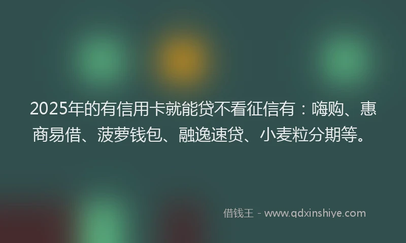 2025年的有信用卡就能贷不看征信有：嗨购、惠商易借、菠萝钱包、融逸速贷、小麦粒分期等。