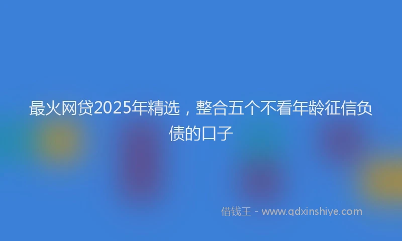 最火网贷2025年精选，整合五个不看年龄征信负债的口子