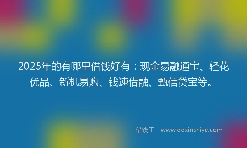 2025年的有哪里借钱好有：现金易融通宝、轻花优品、新机易购、钱速借融、甄信贷宝等。