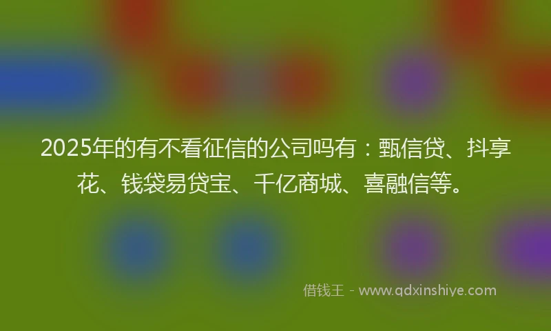 2025年的有不看征信的公司吗有：甄信贷、抖享花、钱袋易贷宝、千亿商城、喜融信等。