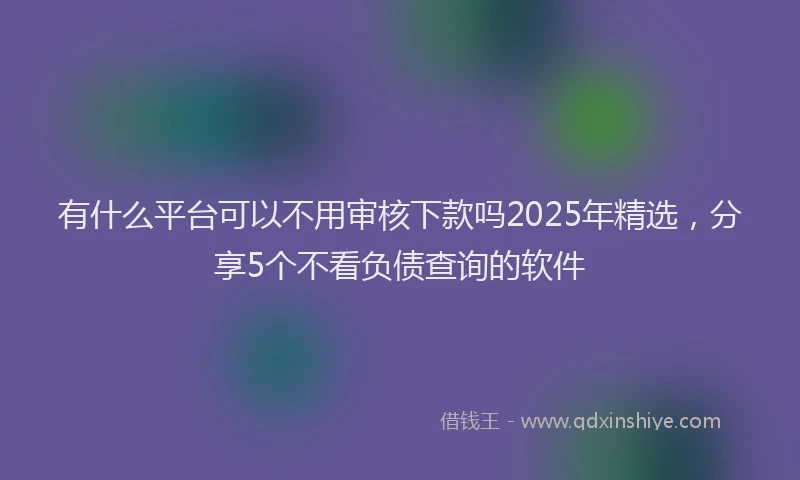 有什么平台可以不用审核下款吗2025年精选，分享5个不看负债查询的软件