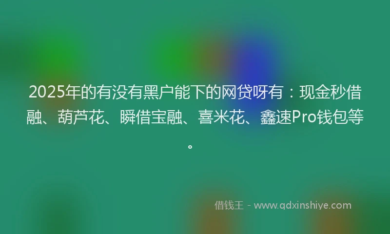 2025年的有没有黑户能下的网贷呀有：现金秒借融、葫芦花、瞬借宝融、喜米花、鑫速Pro钱包等。