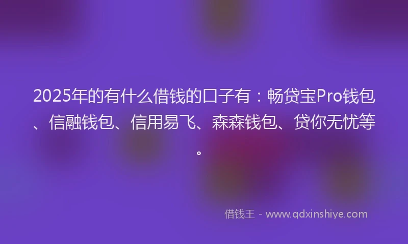 2025年的有什么借钱的口子有：畅贷宝Pro钱包、信融钱包、信用易飞、森森钱包、贷你无忧等。