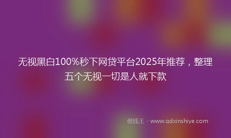 无视黑白100%秒下网贷平台2025年推荐，整理五个无视一切是人就下款