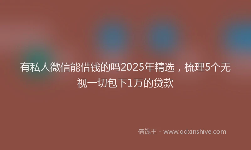 有私人微信能借钱的吗2025年精选，梳理5个无视一切包下1万的贷款