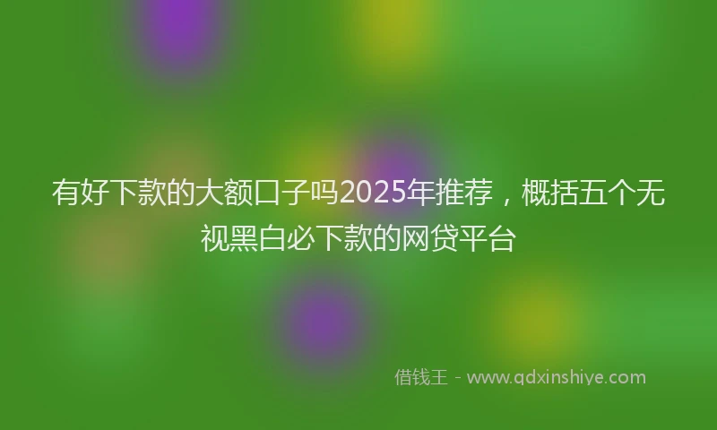 有好下款的大额口子吗2025年推荐，概括五个无视黑白必下款的网贷平台