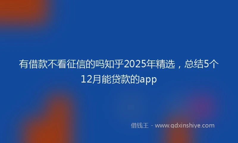 有借款不看征信的吗知乎2025年精选，总结5个12月能贷款的app