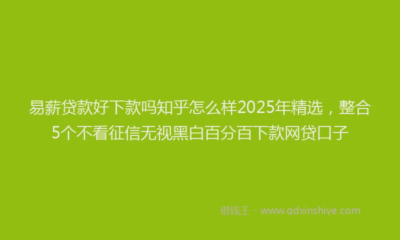 易薪贷款好下款吗知乎怎么样2025年精选，整合5个不看征信无视黑白百分百下款网贷口子