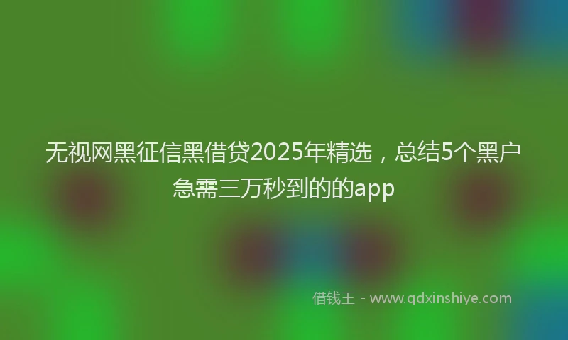 无视网黑征信黑借贷2025年精选，总结5个黑户急需三万秒到的的app