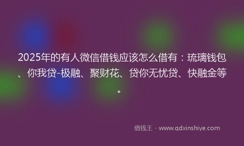 2025年的有人微信借钱应该怎么借有：琉璃钱包、你我贷-极融、聚财花、贷你无忧贷、快融金等。