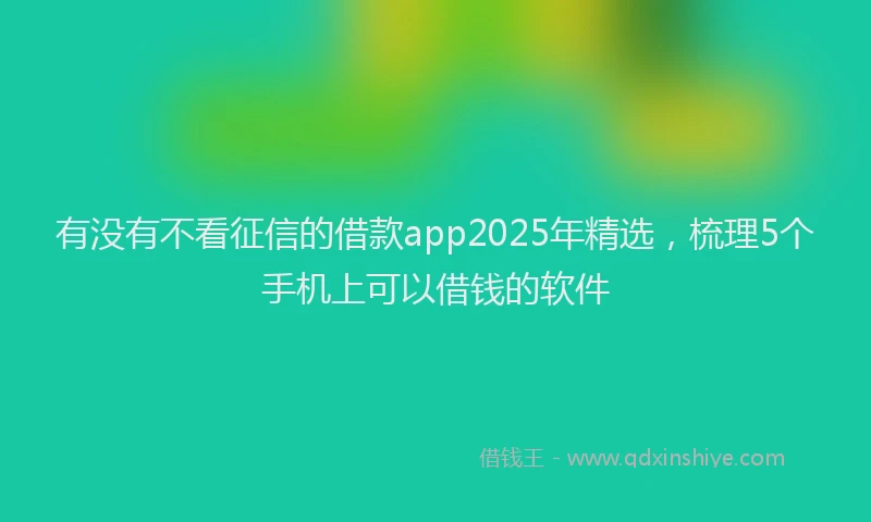 有没有不看征信的借款app2025年精选，梳理5个手机上可以借钱的软件