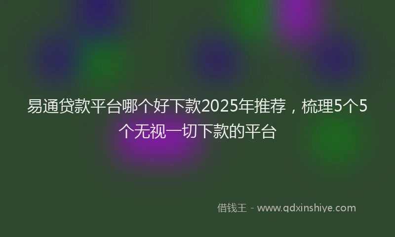 易通贷款平台哪个好下款2025年推荐，梳理5个5个无视一切下款的平台
