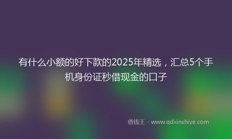 有什么小额的好下款的2025年精选，汇总5个手机身份证秒借现金的口子