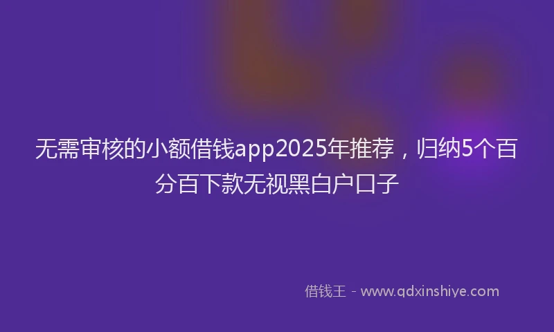 无需审核的小额借钱app2025年推荐，归纳5个百分百下款无视黑白户口子