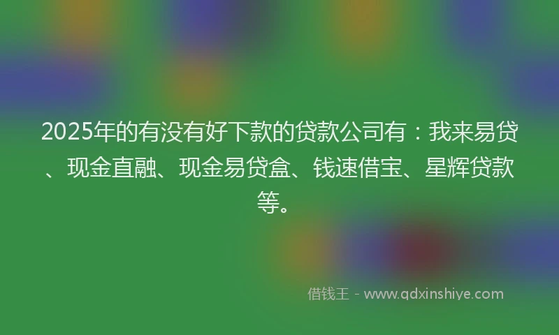 2025年的有没有好下款的贷款公司有：我来易贷、现金直融、现金易贷盒、钱速借宝、星辉贷款等。
