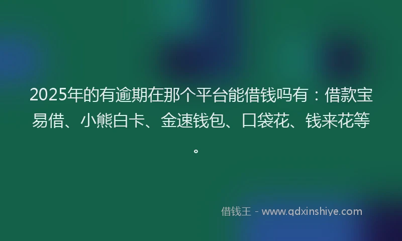 2025年的有逾期在那个平台能借钱吗有：借款宝易借、小熊白卡、金速钱包、口袋花、钱来花等。