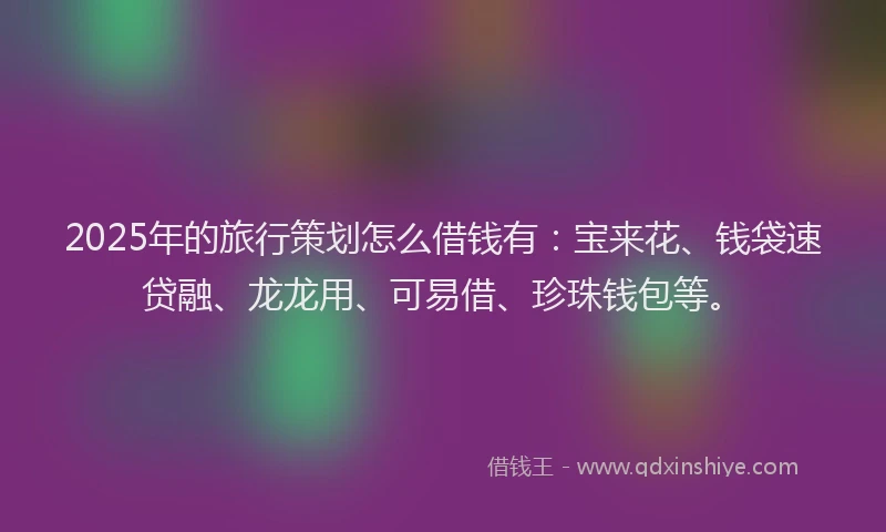2025年的旅行策划怎么借钱有：宝来花、钱袋速贷融、龙龙用、可易借、珍珠钱包等。