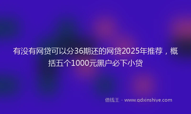 有没有网贷可以分36期还的网贷2025年推荐，概括五个1000元黑户必下小贷