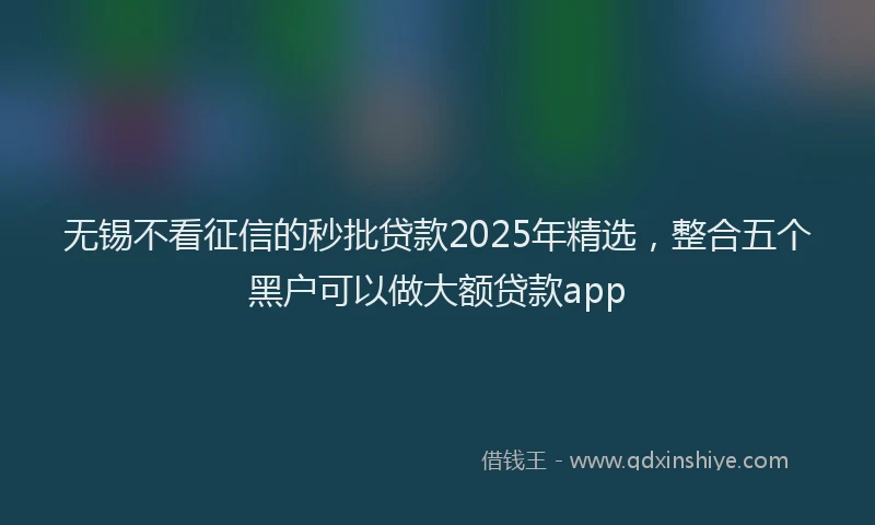 无锡不看征信的秒批贷款2025年精选，整合五个黑户可以做大额贷款app