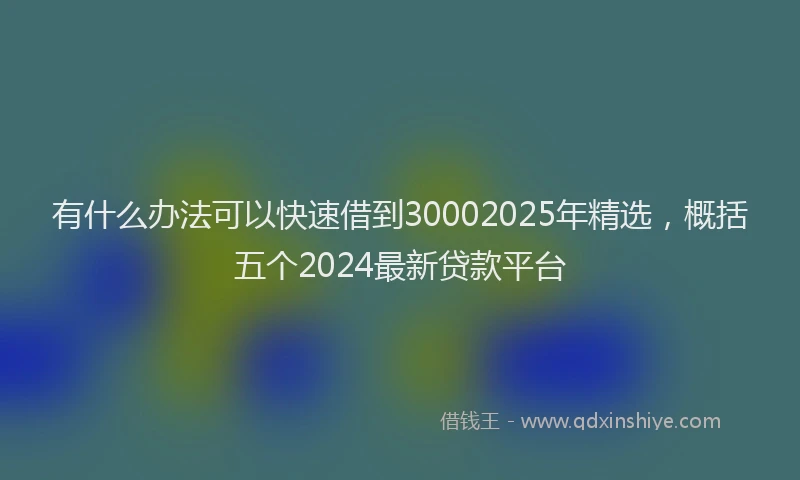 有什么办法可以快速借到30002025年精选，概括五个2024最新贷款平台