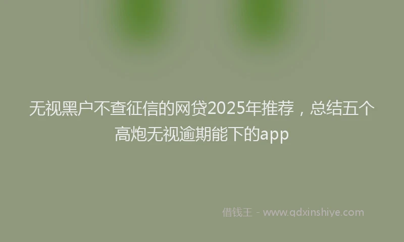 无视黑户不查征信的网贷2025年推荐，总结五个高炮无视逾期能下的app