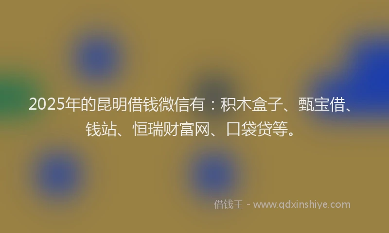 2025年的昆明借钱微信有：积木盒子、甄宝借、钱站、恒瑞财富网、口袋贷等。