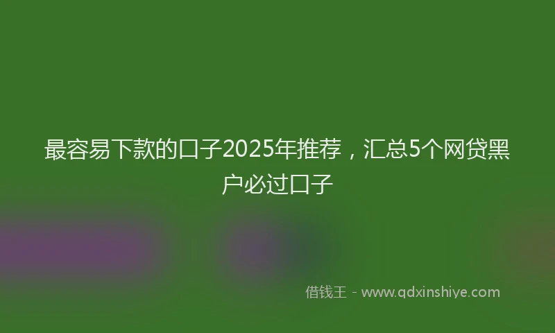 最容易下款的口子2025年推荐，汇总5个网贷黑户必过口子