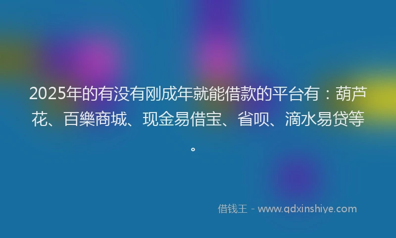 2025年的有没有刚成年就能借款的平台有：葫芦花、百樂商城、现金易借宝、省呗、滴水易贷等。