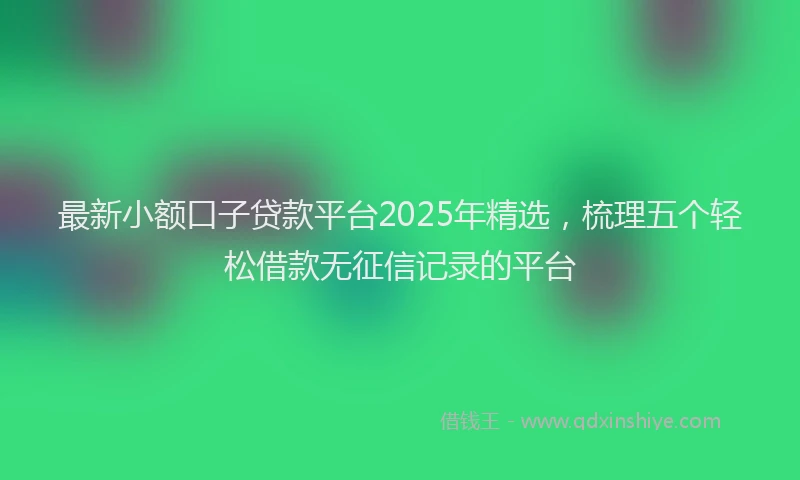 最新小额口子贷款平台2025年精选，梳理五个轻松借款无征信记录的平台