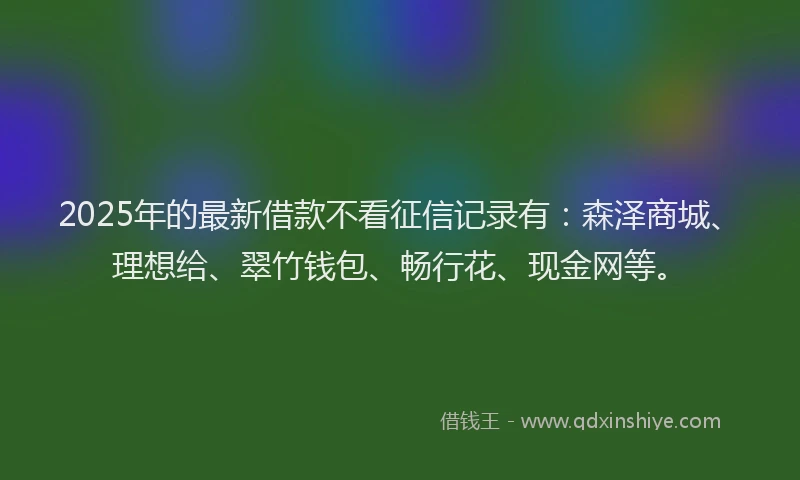 2025年的最新借款不看征信记录有：森泽商城、理想给、翠竹钱包、畅行花、现金网等。