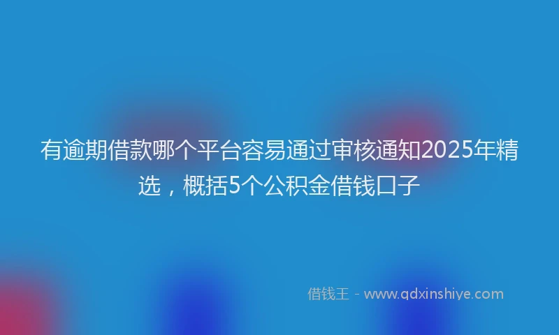 有逾期借款哪个平台容易通过审核通知2025年精选，概括5个公积金借钱口子