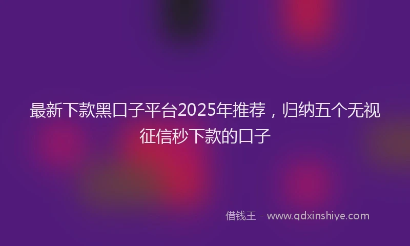最新下款黑口子平台2025年推荐，归纳五个无视征信秒下款的口子