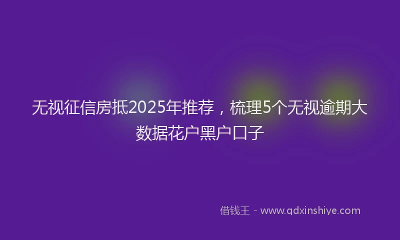 无视征信房抵2025年推荐，梳理5个无视逾期大数据花户黑户口子