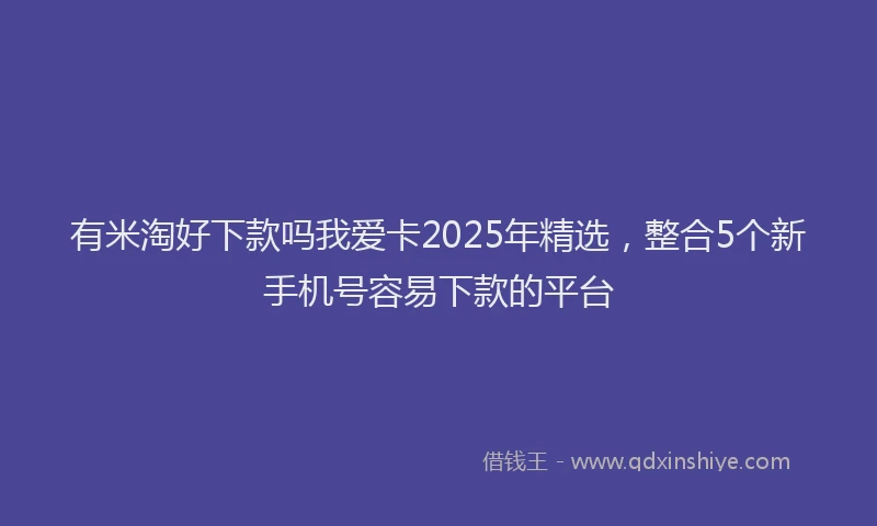 有米淘好下款吗我爱卡2025年精选，整合5个新手机号容易下款的平台