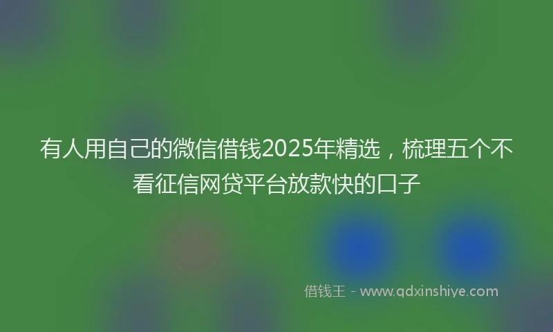 有人用自己的微信借钱2025年精选，梳理五个不看征信网贷平台放款快的口子