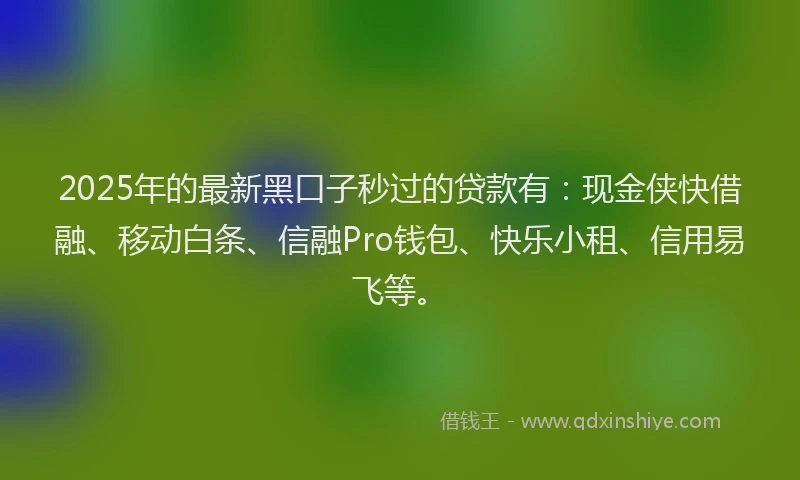 2025年的最新黑口子秒过的贷款有：现金侠快借融、移动白条、信融Pro钱包、快乐小租、信用易飞等。