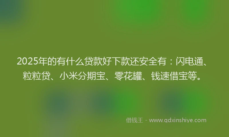 2025年的有什么贷款好下款还安全有：闪电通、粒粒贷、小米分期宝、零花罐、钱速借宝等。