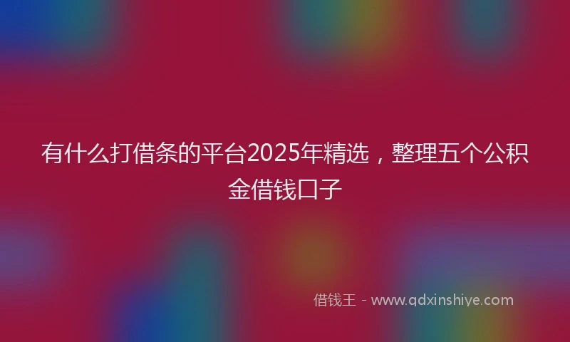 有什么打借条的平台2025年精选，整理五个公积金借钱口子