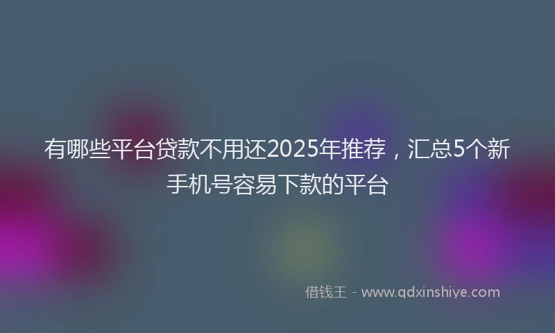 有哪些平台贷款不用还2025年推荐，汇总5个新手机号容易下款的平台