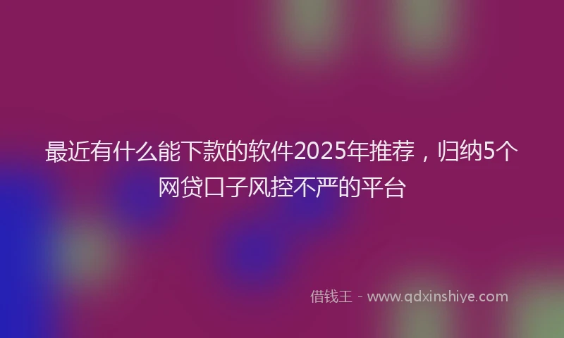 最近有什么能下款的软件2025年推荐，归纳5个网贷口子风控不严的平台