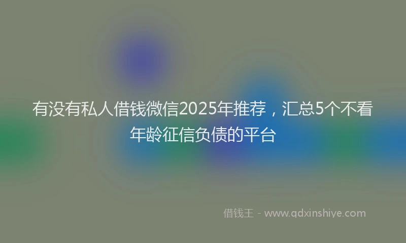 有没有私人借钱微信2025年推荐，汇总5个不看年龄征信负债的平台