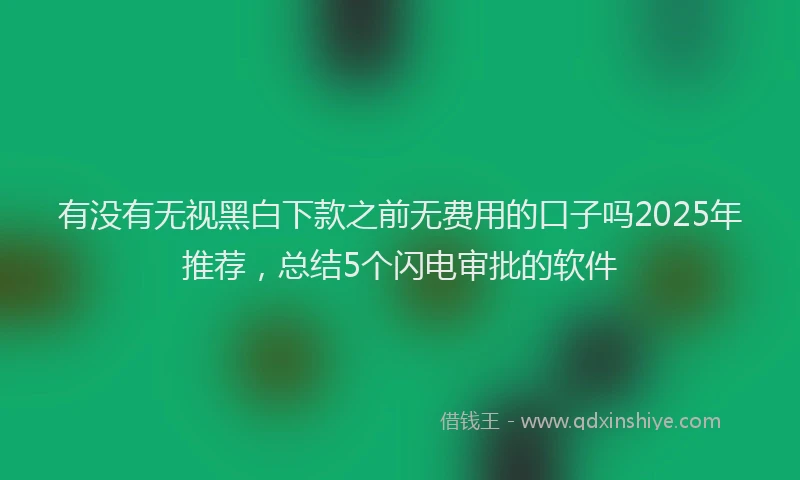 有没有无视黑白下款之前无费用的口子吗2025年推荐，总结5个闪电审批的软件