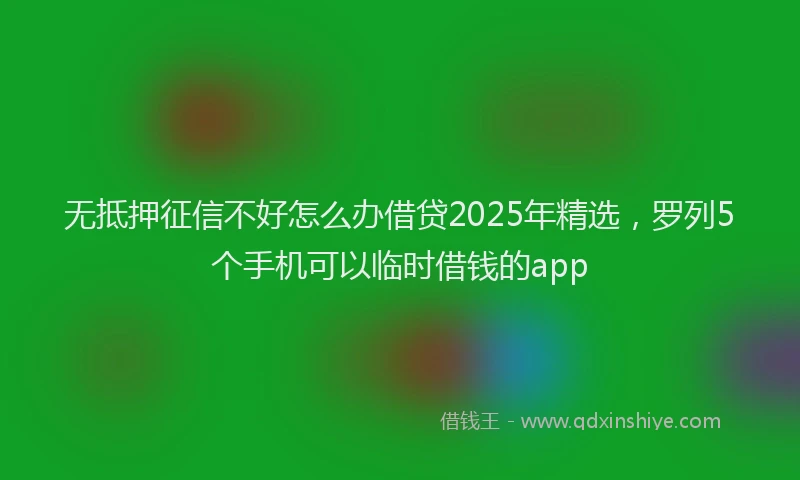 无抵押征信不好怎么办借贷2025年精选，罗列5个手机可以临时借钱的app