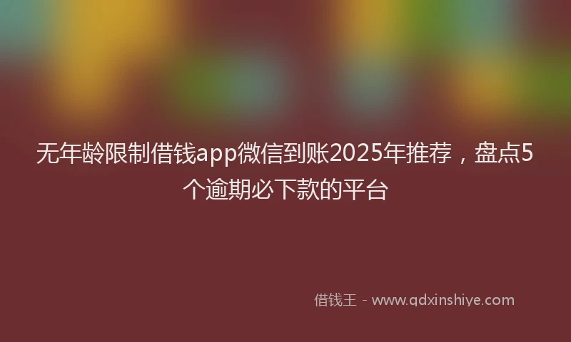 无年龄限制借钱app微信到账2025年推荐，盘点5个逾期必下款的平台