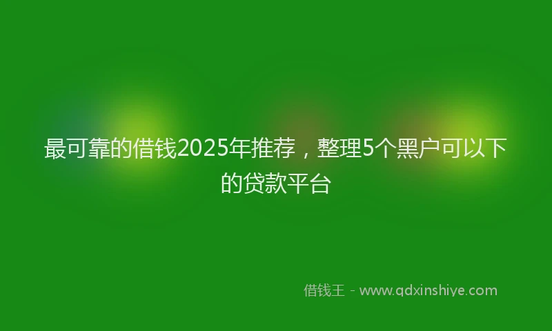 最可靠的借钱2025年推荐，整理5个黑户可以下的贷款平台