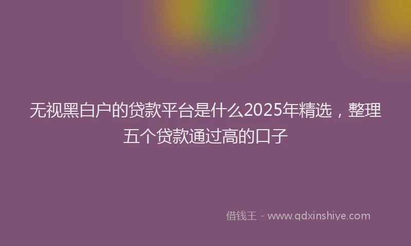 无视黑白户的贷款平台是什么2025年精选，整理五个贷款通过高的口子