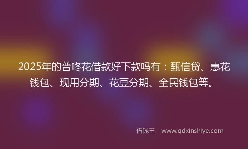 2025年的普咚花借款好下款吗有：甄信贷、惠花钱包、现用分期、花豆分期、全民钱包等。