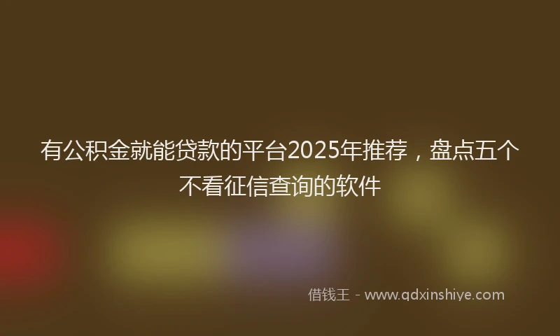 有公积金就能贷款的平台2025年推荐，盘点五个不看征信查询的软件